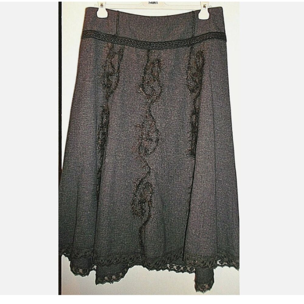 Forwear Leather Trim Embellished Heather Skirt Sz 14